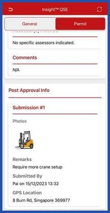 Post-approval records on an issued permit in InSight QSE, screenshot 3
