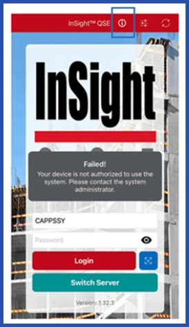 Secured user authentication and device registration in InSight QSE, screenshot 1