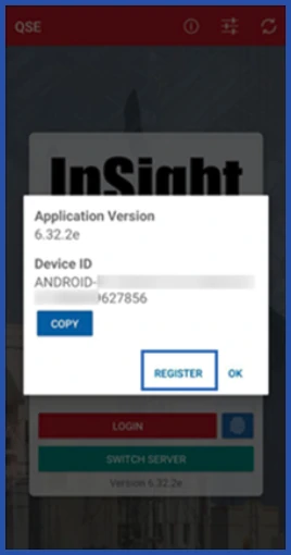 Secured user authentication and device registration in InSight QSE, screenshot 2