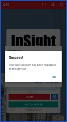 Secured user authentication and device registration in InSight QSE, screenshot 4