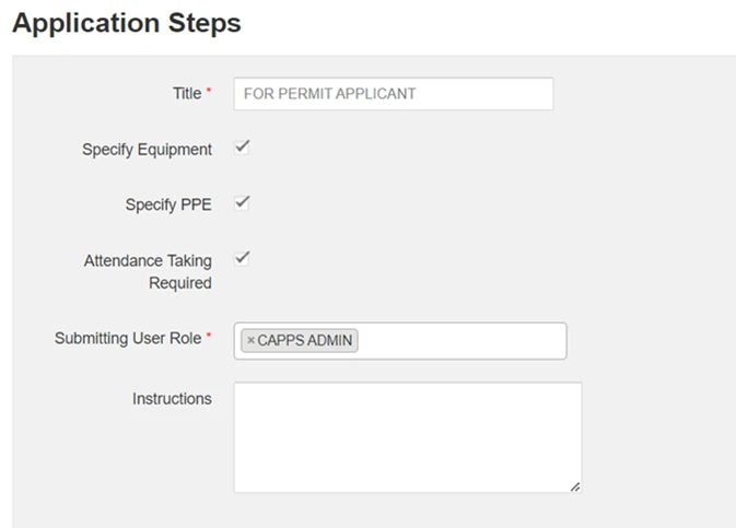 Permit-to-work template features in InSight QSE, screenshot 1