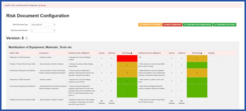 Built-in risk assessment in InSight QSE, screenshot 2