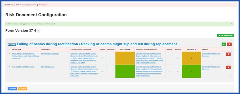 Built-in risk assessment in InSight QSE, screenshot 3