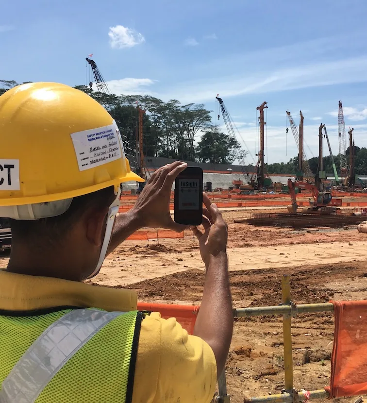 Carrying out a site inspection on a mobile phone