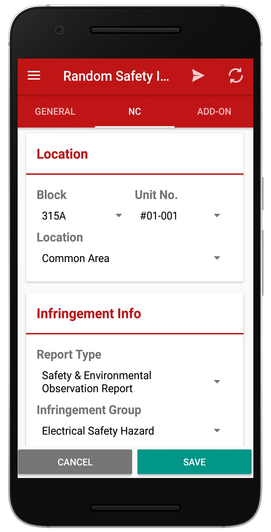 Unannounced safety spot check on site